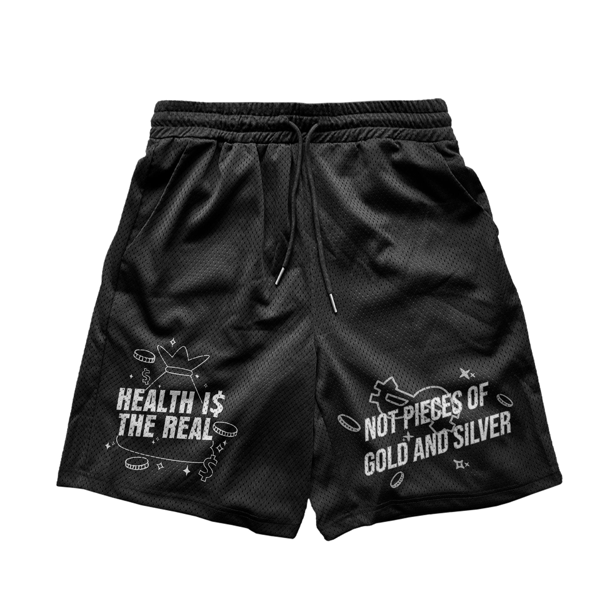 Health is the Real Wealth Mesh Shorts