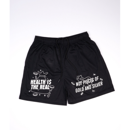 Health is the Real Wealth Mesh Shorts